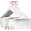 Image de Cintres bois antidérapant crochet pivotant, Blanc + Rose Gold / 20
