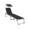 Image de Chaise longue pliable avec dossier, Noir / 193 x 53 x 31 cm / sans matelas