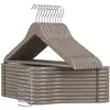 Image de Cintres bois antidérapant crochet pivotant, Grège / 20