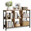Image de Étagères de rangement multi-grilles de style industriel, Marron Rustique + Noir / 33P x 120L x 80H cm
