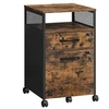 Image de Caisson de Bureau avec 2 Tiroirs Verrouillables Marron Rustique et Noir