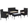 Image de Salon de jardin extérieur 4 pièces, Noir + Taupe