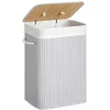 Image de SONGMICS Panier à Linge avec Couvercle 72L, Corbeille à Linge en Bambou, Pliable, avec Sac Amovible Lavable, Poignées, pour Buanderie, Chambre, Gris LCB010G01 en occasion ou reconditionné