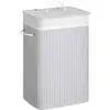 Image de Panier à linge avec couvercle 72L en bambou pliable, Gris