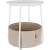Image de Petite table basse ronde avec rangement, Blanc Mat + Marron Camel / sans prise électrique