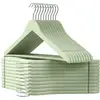 Image de Cintres bois antidérapant crochet pivotant, Vert clair + argent / 20