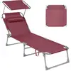 Image de Chaise longue pliable avec dossier, Rouge / 193 x 53 x 29 cm / sans matelas