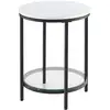 Image de Table d’appoint ronde à 2 niveaux blanc marbré et noir