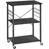 Image de Étagère de cuisine sur roulettes, Noir Boisé / 60L cm