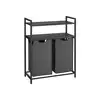 Image de Chariot à linge 2 paniers noir, Noir + Gris / 92 L