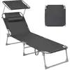 Image de Chaise longue pliable avec dossier, Gris / 193 x 53 x 29 cm / sans matelas
