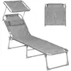 Image de Chaise longue pliable avec dossier, Grège / 193 x 53 x 29 cm / sans matelas