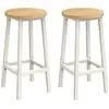 Image de Tabouret haut industriel, Beige Chêne + Blanc / Lot de 4