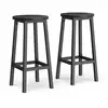 Image de Tabouret haut industriel, Noir Boisé + Noir Classique / Lot de 4