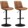 Image de Tabourets de bar design avec siège pivotant à hauteur réglable, Marron Caramel / 2 / PU