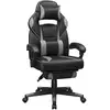 Image de Chaise gaming avec repose-pieds, Noir et Gris