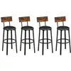 Image de Chaises de bar avec repose-pieds, Marron Rustique + Noir / 4