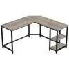 Image de Bureau informatique en forme de L, Grège + Noir D’encre / 138L x 138l cm