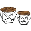 Image de Tables Basses Lot de 2 Tables d'Appoint Rustique Marron et Noir LET040B01