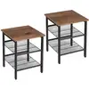 Image de 2 Petites tables style industriel, Marron Noisette + Noir