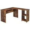 Image de Bureau informatique en forme de L, Marron Rustique