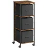 Image de Caisson bureau mobile 3 tiroirs marron rustique noir, Marron rustique, noir d'encre