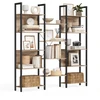 Image de Meuble de rangement 14 étagères, Marron Camel + Noir D'encre / 158L cm