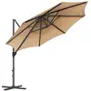 Image de Parasol de jardin 300 cm avec 28 LED solaires, Marron Chameau