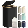 Image de SONGMICS Panier à Linge Mince avec Couvercle, 90L, Gain de Place, Doublure en Maille Amovible, Tissu Oxford, Poignées en Bambou, Pliable, 42 x 32 x 70,5 cm, Noir d'Encre LCB509B01 en occasion ou reconditionné