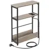 Image de Table d’appoint fine avec multiprise 3 niveaux, grège chiné