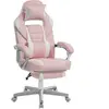 Image de Chaise gaming avec repose-pieds, Rose Bonbon + Blanc Crème