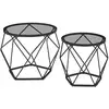 Image de 2 Tables basses rondes plateau amovible, Gris Ardoise + Noir D'encre