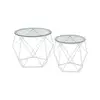 Image de 2 Tables basses rondes plateau amovible, Transparent + Blanc Nuage