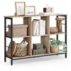 Image de Étagères de rangement multi-grilles de style industriel, Marron Camel + Noir D'encre / 33P x 120L x 80H cm
