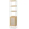 Image de Bibliothèque à 6 niveaux avec cadre métallique, Beige Chêne + Blanc Perle / Plastique PC