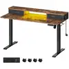 Image de Bureau électrique réglable, Marron Rustique / 140 x 60 x (72-120) cm