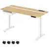 Image de Bureau électrique réglable en hauteur, Couleur Chêne Naturel + Blanc Nuage