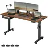 Image de Bureau réglable en hauteur, Marron Rustique + Noir / 70P x 160L cm