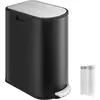 Image de Poubelle de cuisine double 30L et 20L, Noir D'encre + Argent Métallique