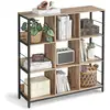 Image de Étagères de rangement multi-grilles de style industriel, Marron Camel + Noir D'encre / 30P x 100L x 103,1H cm