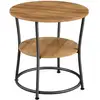 Image de Table d'appoint ronde 2 niveaux cadre en acier noisette