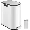 Image de Poubelle de cuisine double 30L et 20L, Blanc Nuage + Argent Métallique