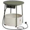 Image de Petite table basse ronde avec rangement, Vert Forêt + Blanc Crème / avec prise électrique