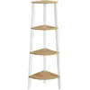 Image de Étagère d'angle 4 niveaux, Couleur Chêne Naturel + Blanc Mat