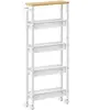 Image de Desserte mobile à 4 niveaux, Beige Chêne + Blanc / 5 Niveaux (13P x 99,6H cm)