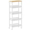 Image de Desserte mobile à 4 niveaux, Beige Chêne + Blanc / 5 Niveaux (22P x 99,6H cm)