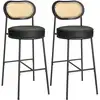 Image de Tabourets de bar avec dossier incurvé - Lot 2, Noir D'encre / 104,7H cm