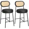 Image de Tabourets de bar avec dossier incurvé - Lot 2, Noir D'encre / 92H cm