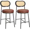 Image de Tabourets de bar avec dossier incurvé - Lot 2, Marron Caramel / 92H cm