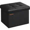 Image de Petit tabouret de rangement pliable PU, Noir D’encre / 1